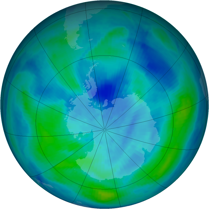 Antarctic ozone map for 19 March 2000